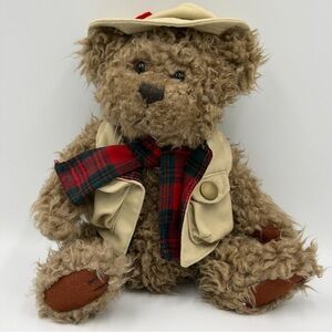 Vtg Pickford Plush Bear Tanner Fishing Vest Hat Grandpa Health Brass Button READ